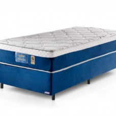 Base Cama Box Suede Veludo Rhombus Oceano - Solteiro King